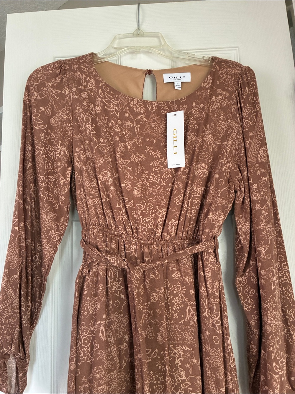 GILLI Brown Floral Long-Sleeve Maxi Dress NWT